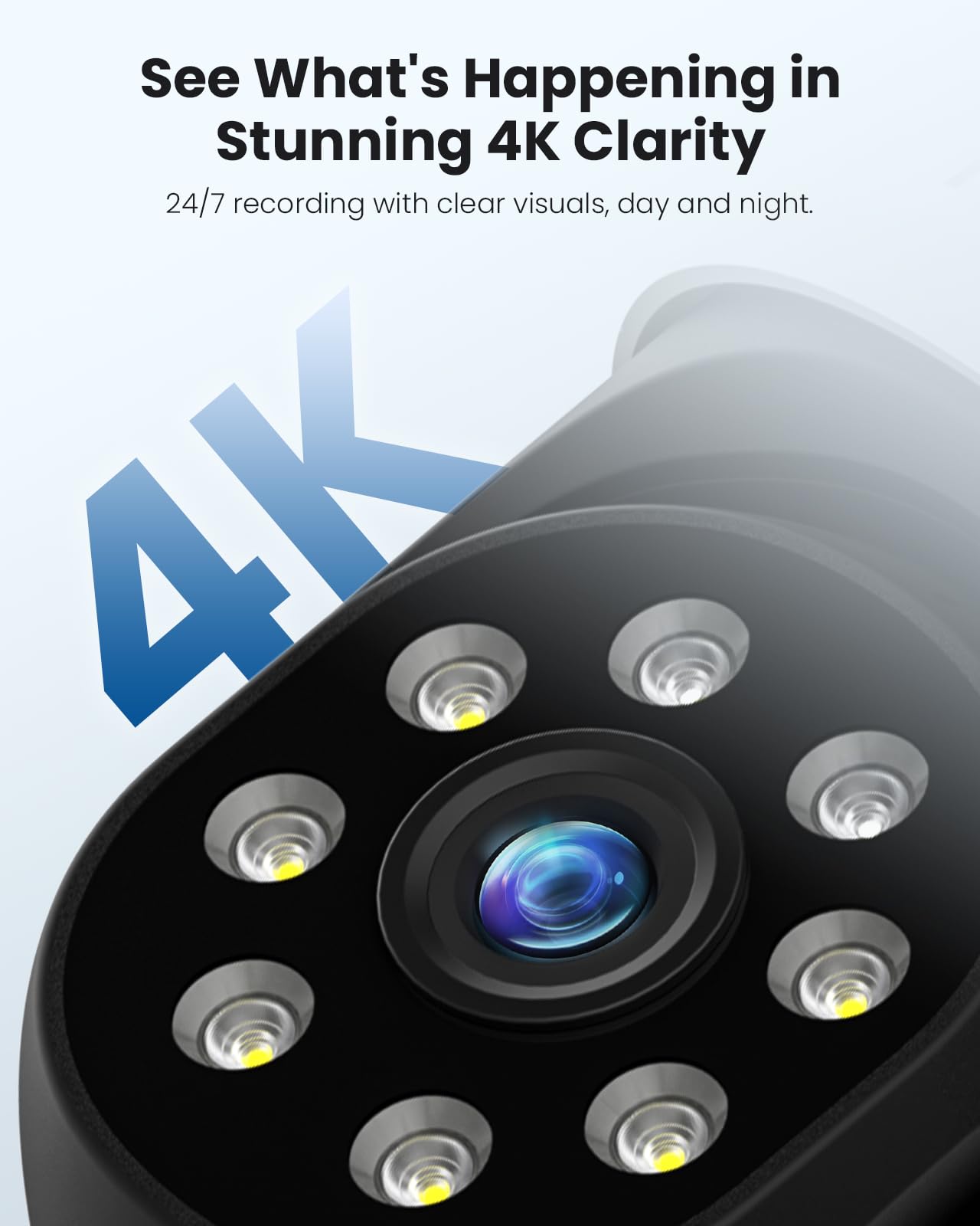 Hiseeu 4K Security Cameras Wireless Outdoor, 8MP 4-Cam Kit, 5G & 2.4G WiFi Cameras System for Home Security, Auto Tracking, Pan Tilt, Color Night Vision, Two-Way Audio, 16CH NVR, 1TB, No Subscription