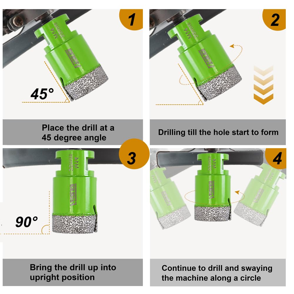 Diamond Core Drill Bit - 4-1/2" Tile Hole Saw 115mm for Porcelain Tile Granite Marble Masonry