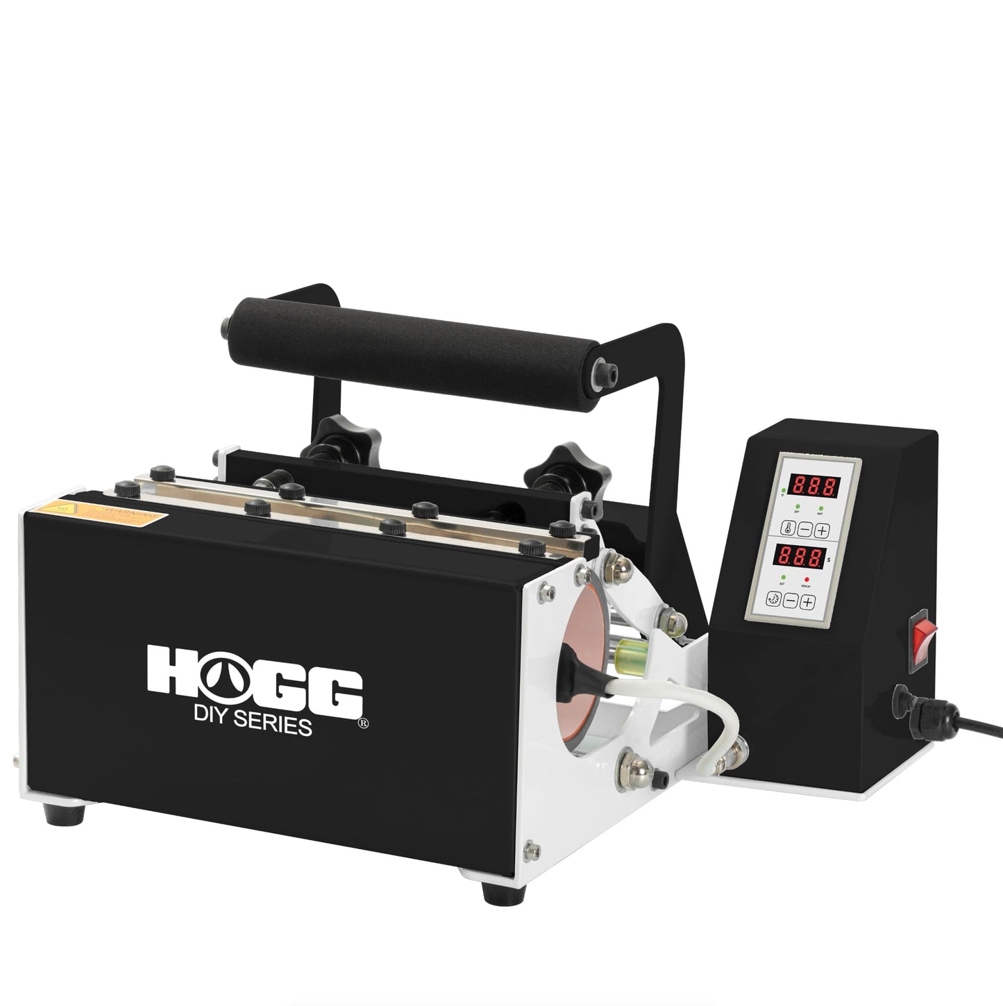 Hogg DIY Series Quick N' Easy Tumbler Heat Press Machine Bundle for Most Straight Sublimation Tumblers, Mugs, Bottles w/Bonus 20oz Sublimatable Skinny Tumbler, Sublimatable Paper, Gloves, & Heat Tape