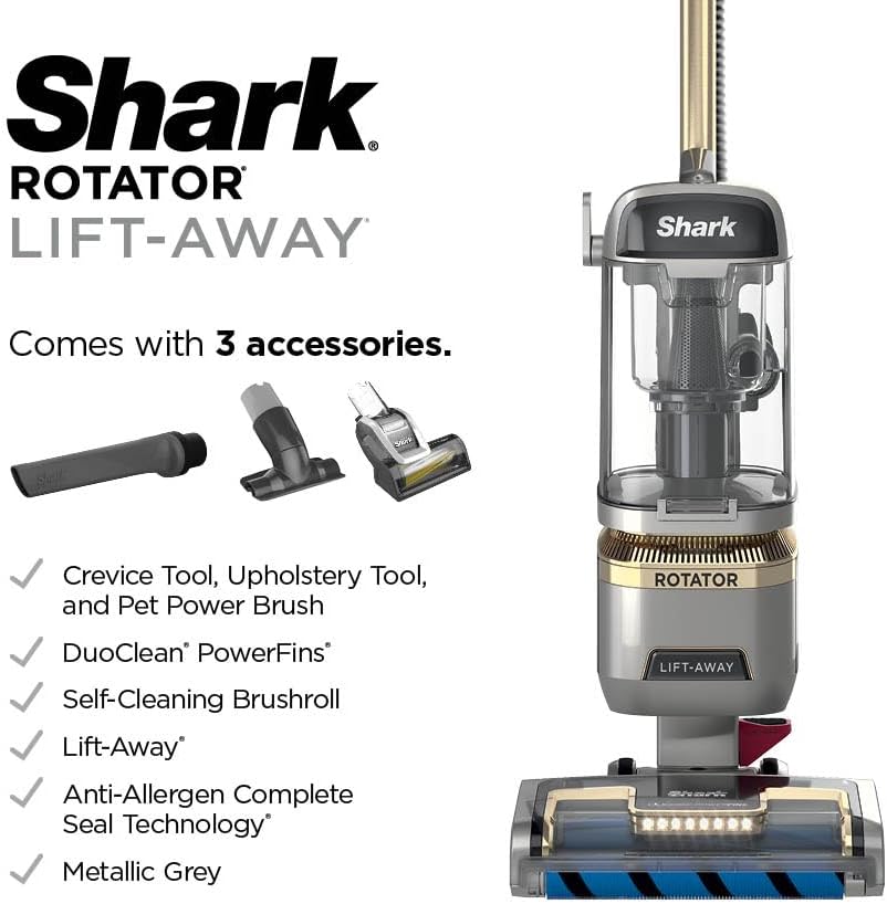Shark Rotator Lift-Away Vacuum Cleaner - No Hair Wrap & HEPA Filter | Lightweight Pet Hair Vacuum | Silver