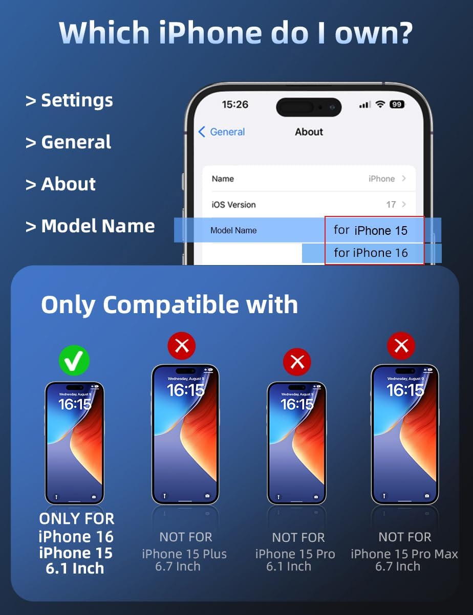 15/16 [6.1 Inch][2-Pack] 9H ruwa Privacy Screen Protector for iPhone Anti-Peep Tempered Glass Film with Easy