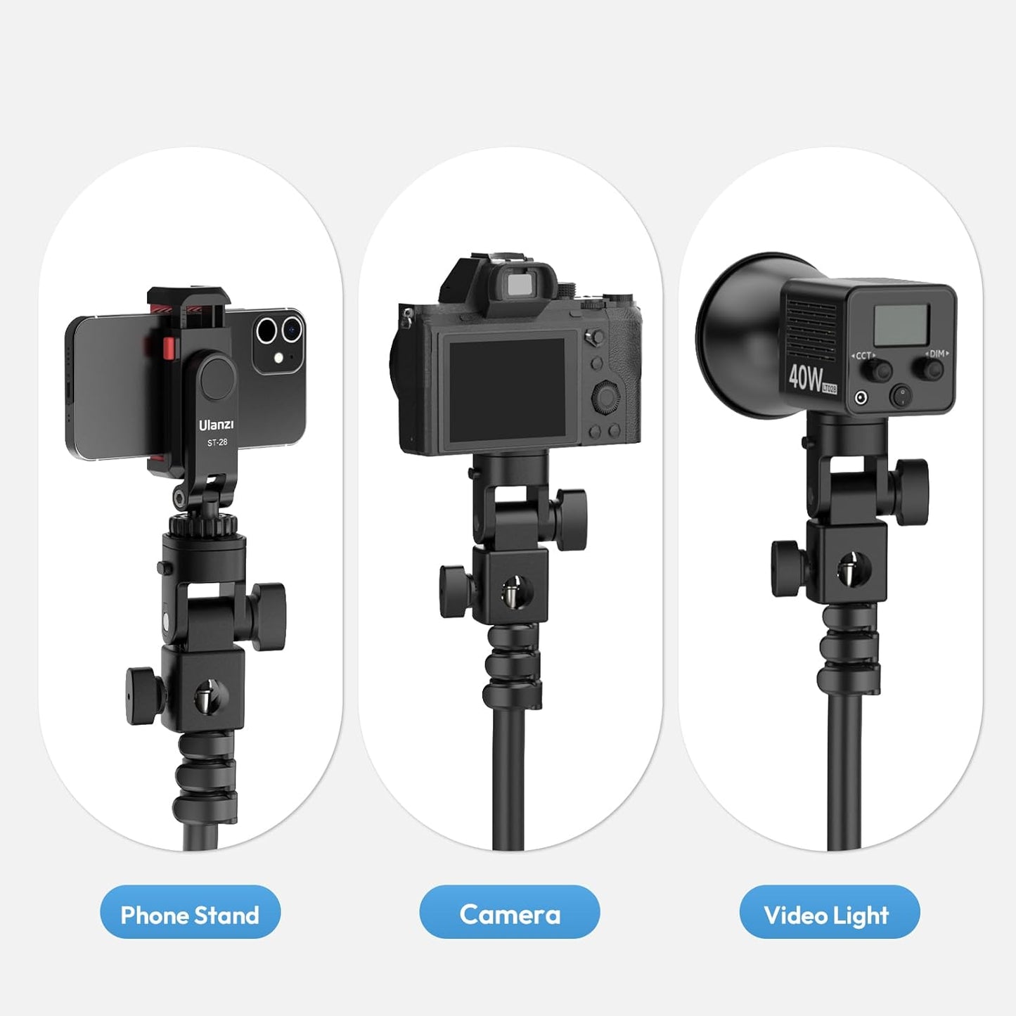 LA04 1/4 180 6.6lb/3kg ULANZI Light Stand Mount Adapter with Screw, Quick Release Mounting Plate for Camera Monitor