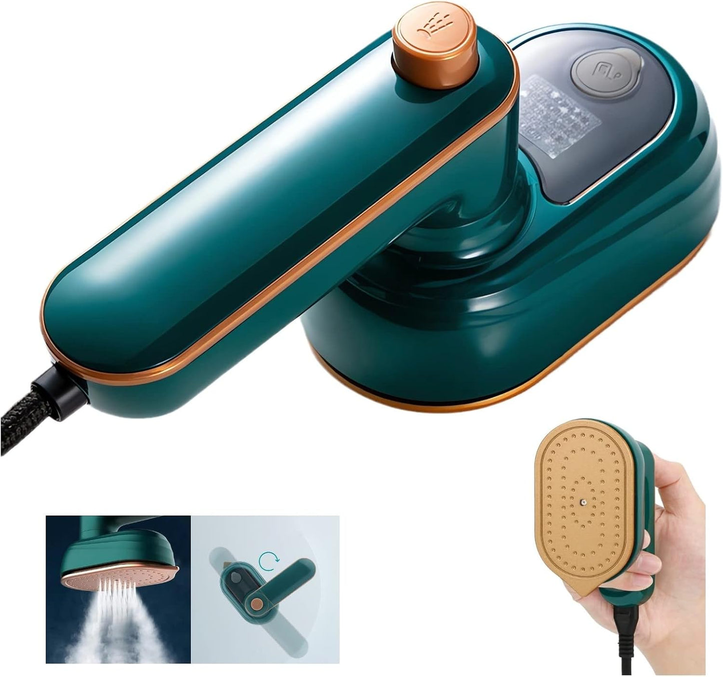 Skiennix Portable Steam Iron - 2023 Mini Travel Iron for Dry & Wet Ironing | Foldable Handheld Design (Green)