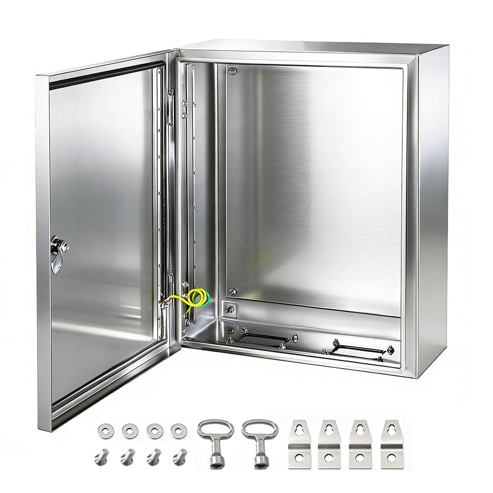 YcXingnon Electrical Enclosure 16x16x8, 304 Stainless Steel Enclosure IP66 Waterproof and Dustproof Metal Electrical Box Indoor and External Wall Hanging