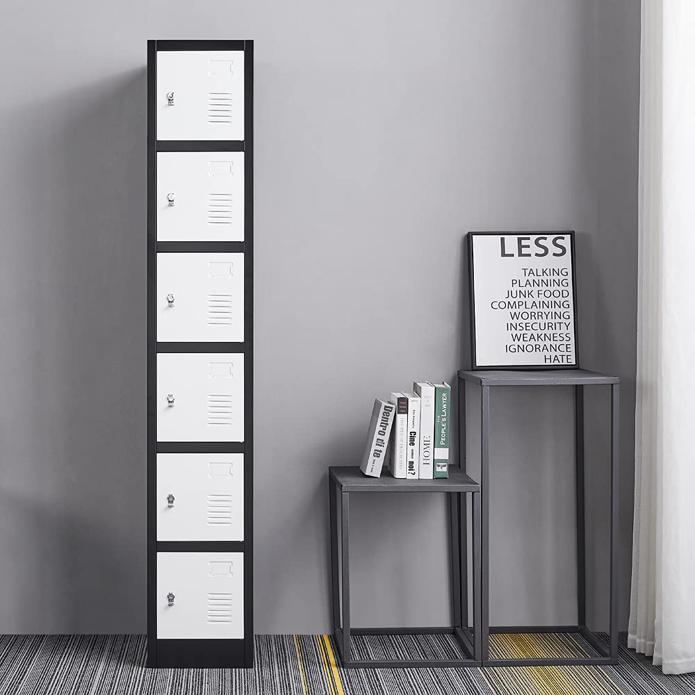 iCHENGGD Metal 6 Door Tall Employee Storage Locker With Combination Lock - Office Storage Cabinet for Home, Gym, School