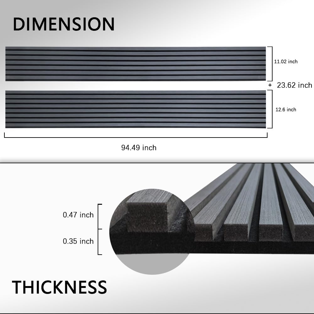 3D Fluted Sound Absorbing Acoustic Wood SLAT Wall Panels | Wall Panels for Interior Wall Decor | Luxury Wood Veneer Panel | 94.48 * 23.62in | 2PCS Coverage | Matte Black