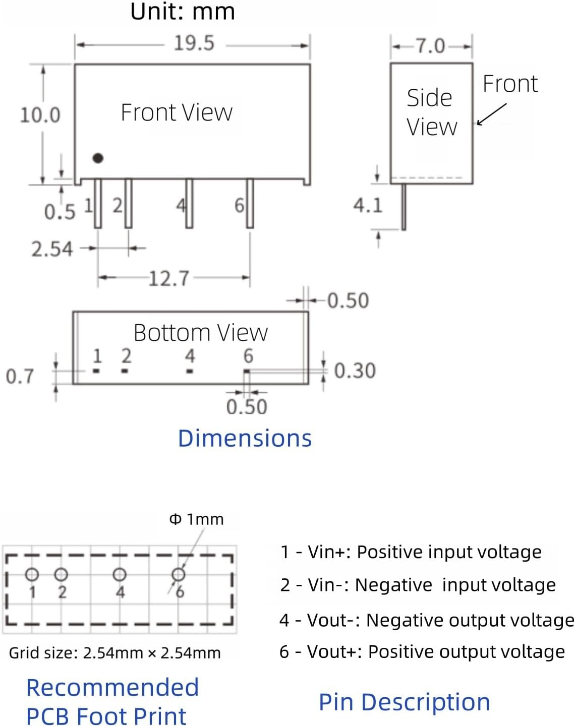 MUXWELL 4 Pack 12V 15V 10.8V-13.2V, 15V, 3W 19.5x10x7 mm DC-DC to Isolated Power Convert, Input Output Isolated Power