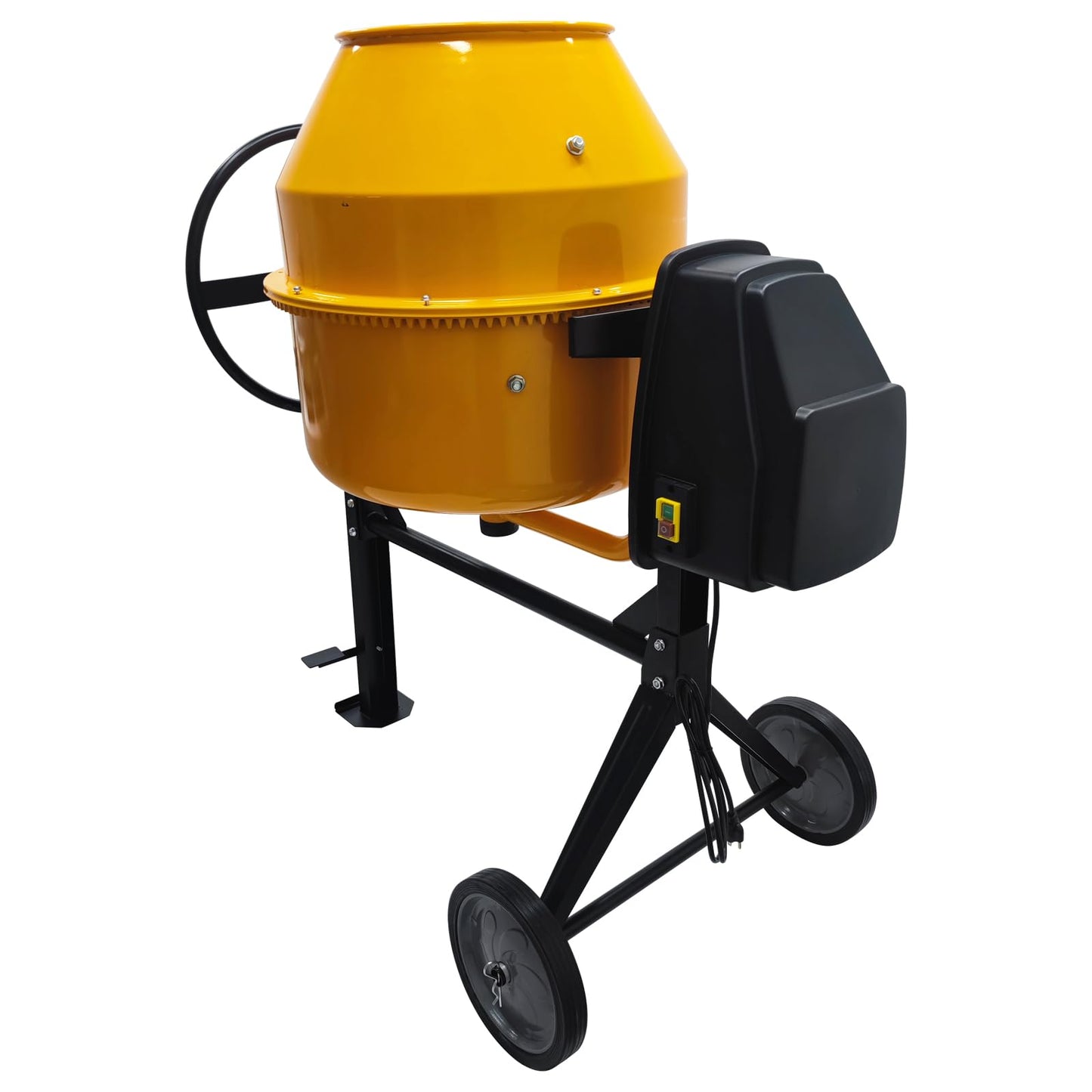 EQCOTWEA 7 Cu.Ft Cement Mixer Electric Concrete Mortar Mixer with Steel Drum & Casters 110V/60HZ Portable Concrete Mixing Machine for Construction Stucco 360°Rotation 1000W (1400RPM)