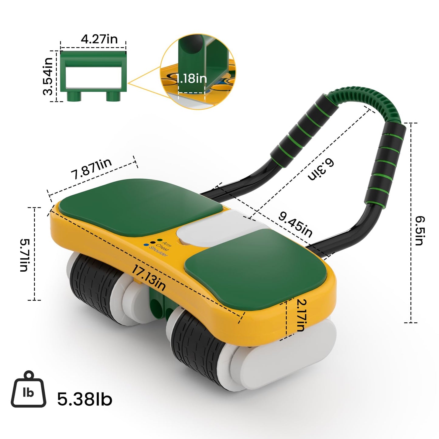 4-Wheel Auto-Rebound Ab Roller - Multifunctional Fitness Equipment for Core Training, Plank & Push-Up - Home Workout Gear