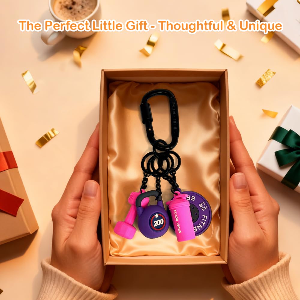 YAHSHYEN Dumbbell Gym Keychain, Workout Accessories for Women and Men, Gifts for Gym Lovers, fitness Keychain for Gym Bags