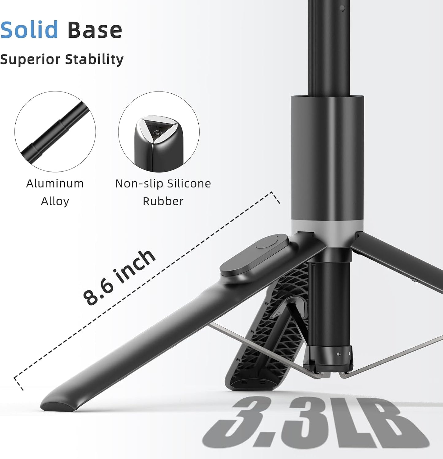 KINGJOY 61" Selfie Stick Tripod with Bluetooth Remote, Heavy Duty Aluminum Extendable Vlogging Stand with Metal Base