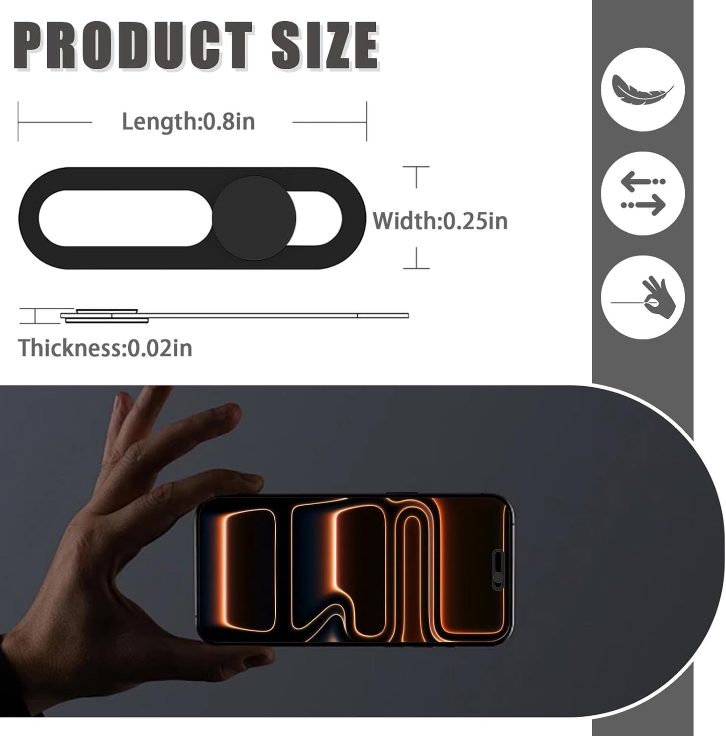 17/17 17 Pro/17 2 Pack-Black Front Camera Cover Compatible for iPhone Air / Pro Max,Webcam Cover Protect Privacy