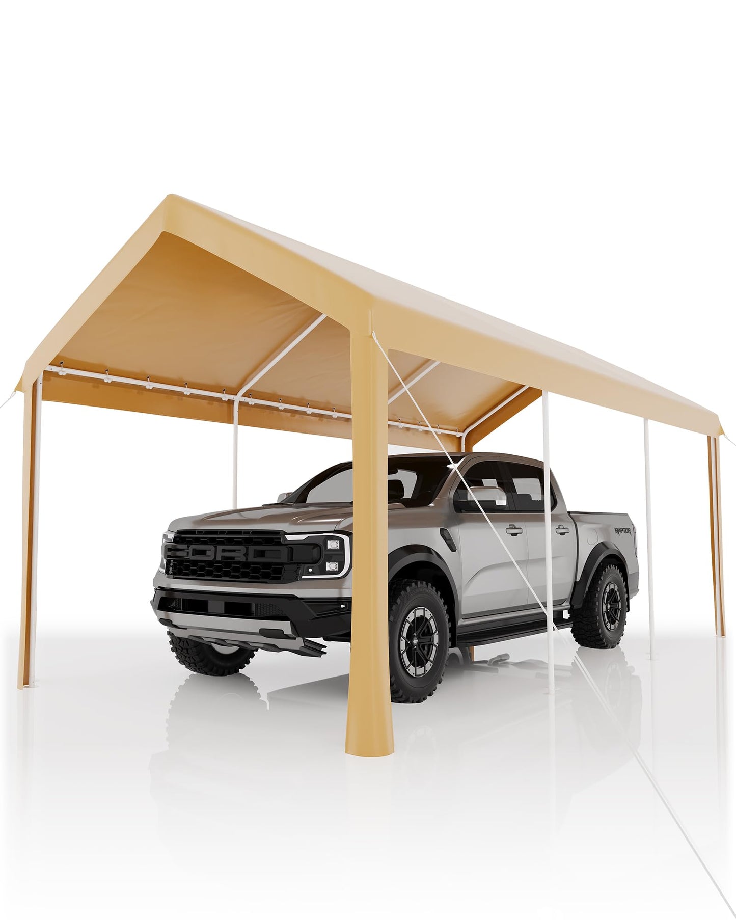 10x20FT Heavy Duty Metal Famel Carport,Outdoor Canopy for Vehicles,Reinforced Carports,Waterproof Anti-UV and All-Weather Use Permanent Shelter Car Port,Yellow