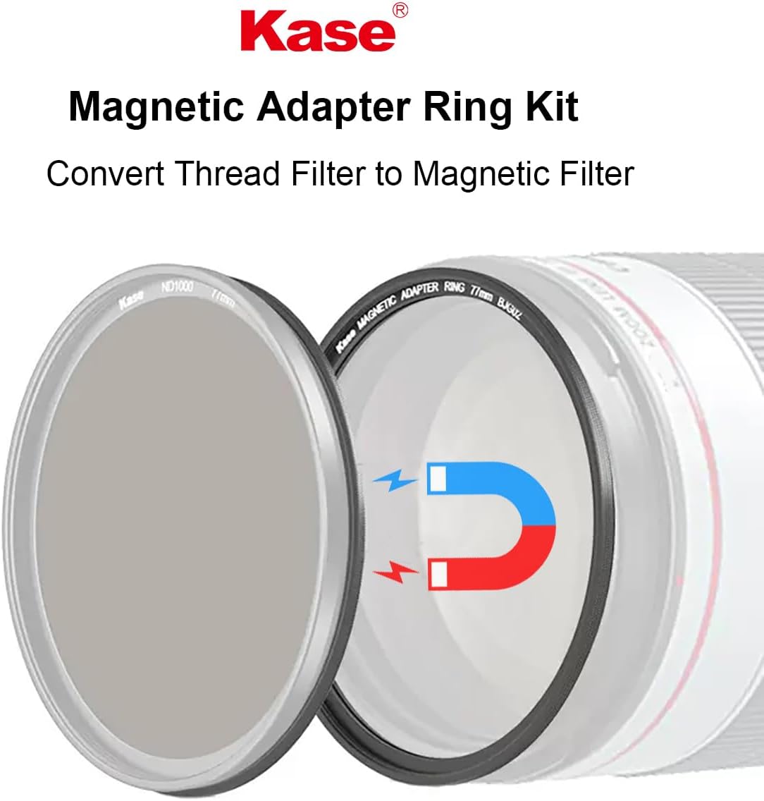 Kase 72mm 72mm Magnetic Lens and Filter Adapter Ring Kit - Convert Screw-in Thread Filter to Magnetic, Ultra-Thin