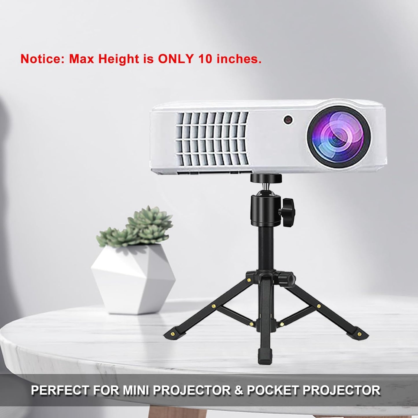 4, 2 JCWINY Mini Projector Stand, All Metal Mini Tripod Desktop Tabletop Stand Compact Desk Tripod for Mini Projector