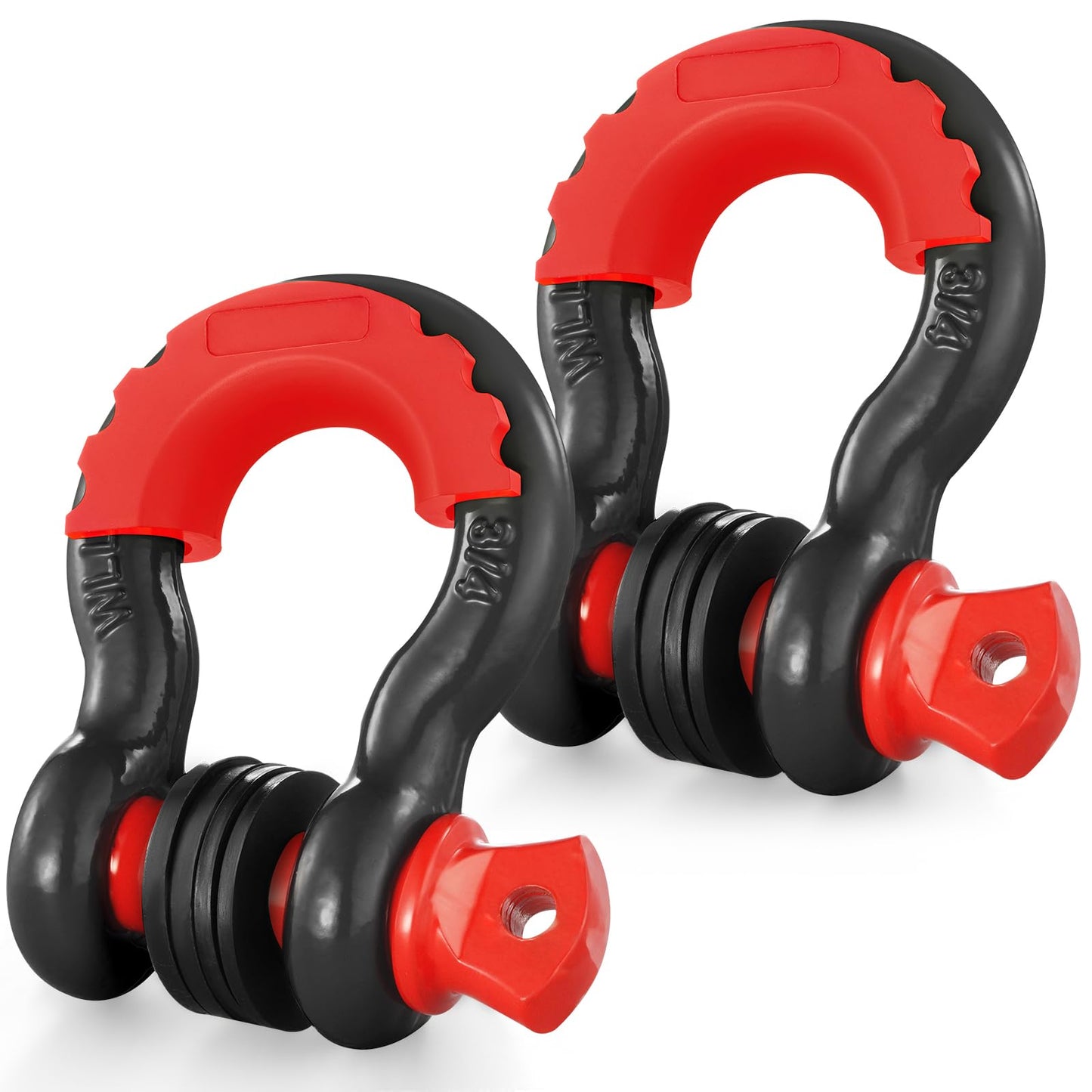 VEVOR 3/4" D Ring Shackle, Black Shackles for Truck with 7/8” Screw Pin 62832 lbs (28.5 Ton) Break Strength Red Isolator Washers Kit, Winch Towing Shackle for Truck Jeep Heavy Duty Off Road Recovery