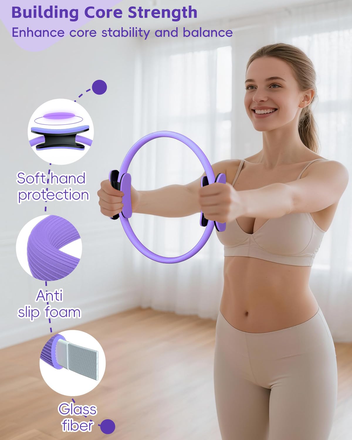 KABCON Pilates Kit for Home, Women Beginners Workout Essentials Set with 13" Ring, 9.8" Ball, Resistance Bands & Guide, 13/14/16 PCS Compact Pilates Equipment