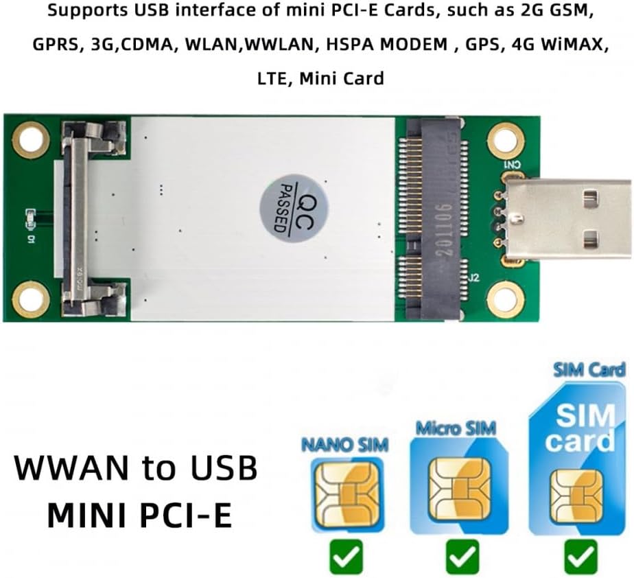 CY 3G/4G/5G Adapter Mini PCI-E Wireless WWAN to USB Adapter Card with SIM Card Slot Module Testing Tools for LTE