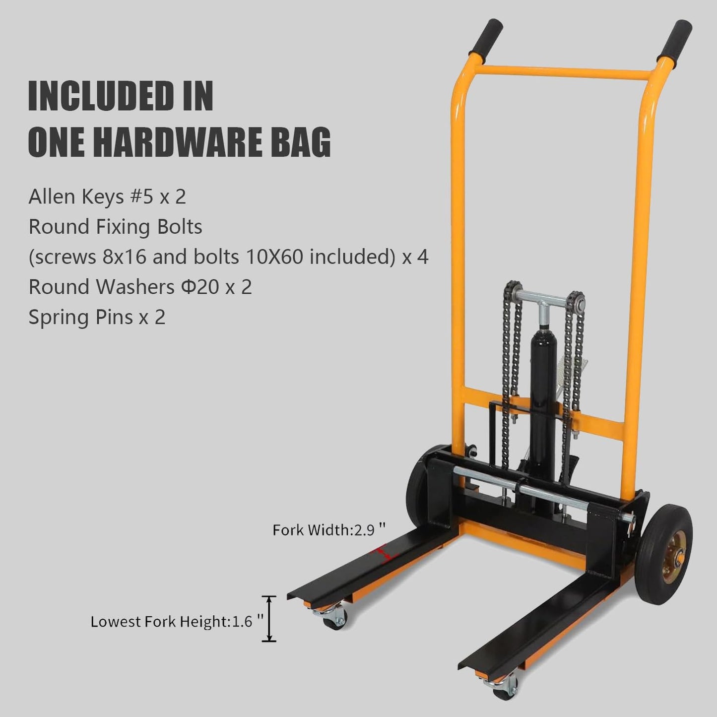 Apollo Material Lift Stacker, Hydraulic Pallet Truck Dolly 440 lbs Capacity, 35.8" Max Lift, Pallet Stacker with Swivel Casters and Steel Platform