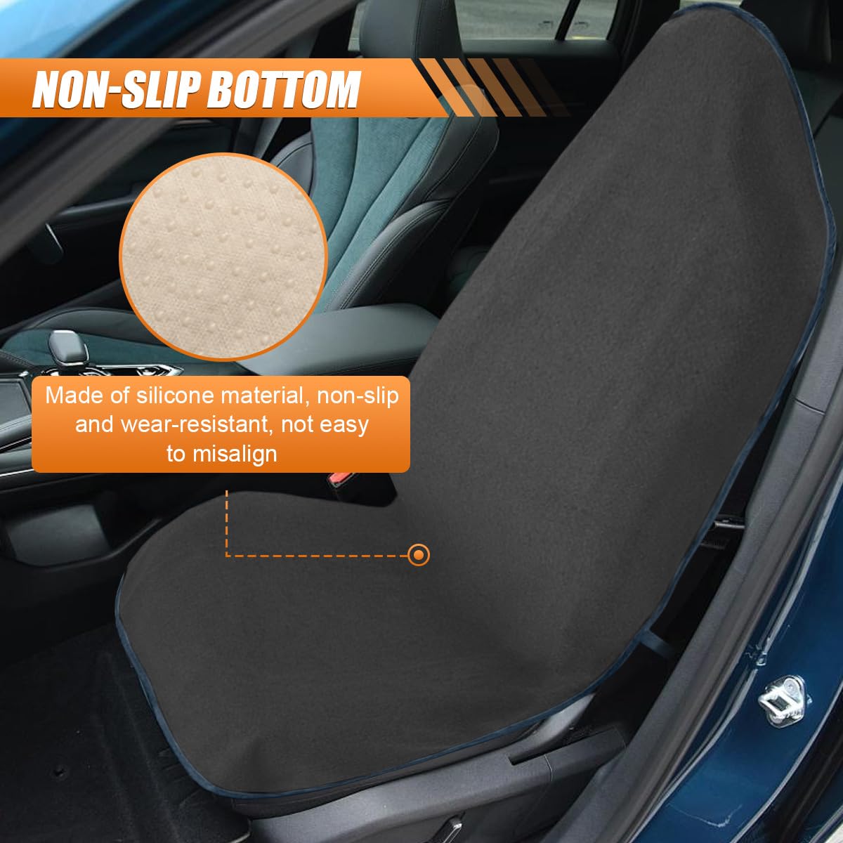 KPFILEH Waterproof Sweat Towel Car Seat Cover Protector, Universal Anti-Slip Automotive Front Seat Cover, Washable Vehicle Seats Protector Accessories for Car, SUV, and Truck(Gray)