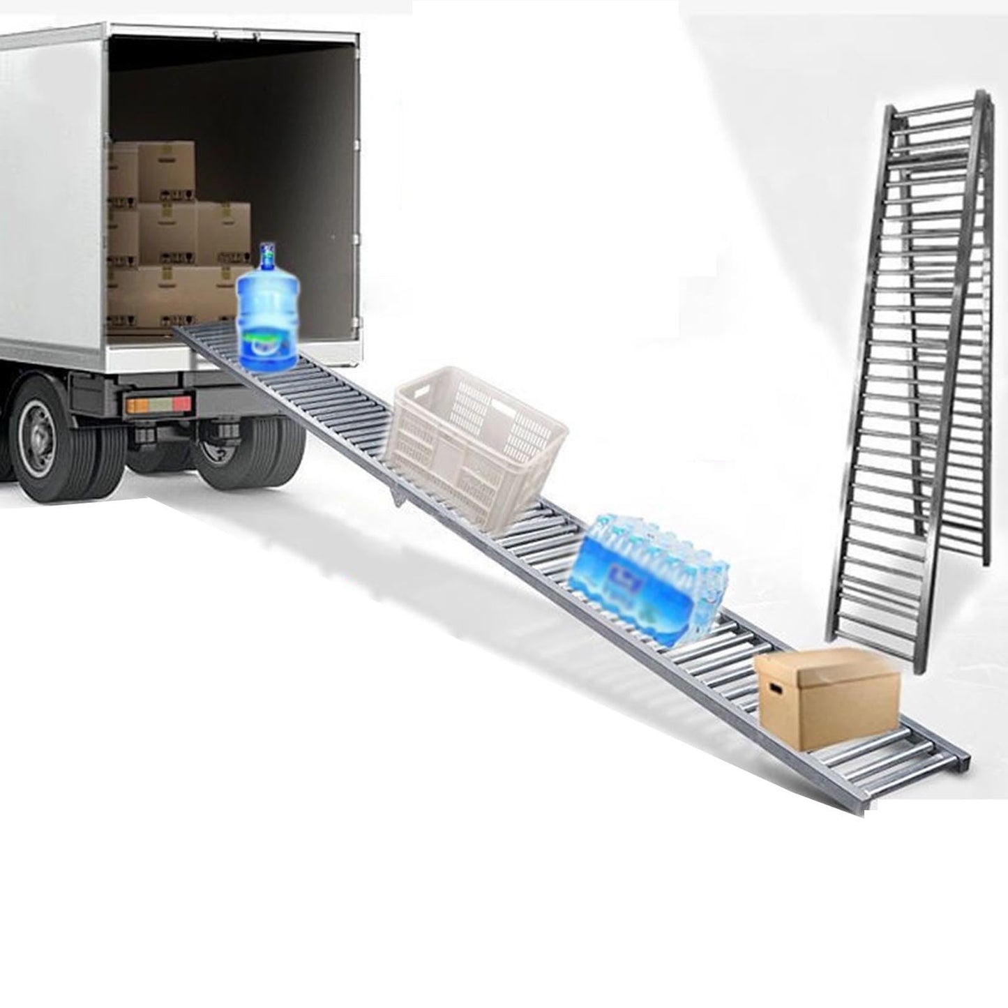 Folding Unpowered Conveyor Slides - 330 lbs Capacity, Durable Stainless Steel Rollers, 30/40/50/60cm Widths, Heavy-Duty Wear-Resistant Design, 9M/29.5FT Length