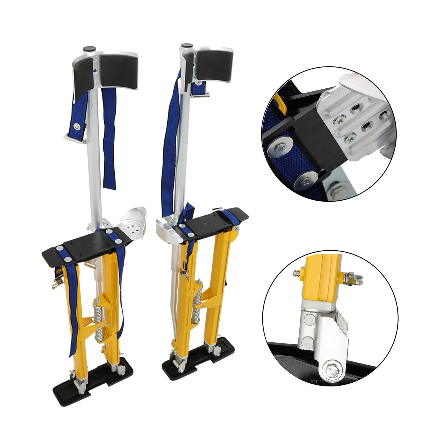 findmall 24-40 Inch Drywall Stilts Yellow Adjustable Aluminum Stilt Tool Fit for Painting or Cleaning