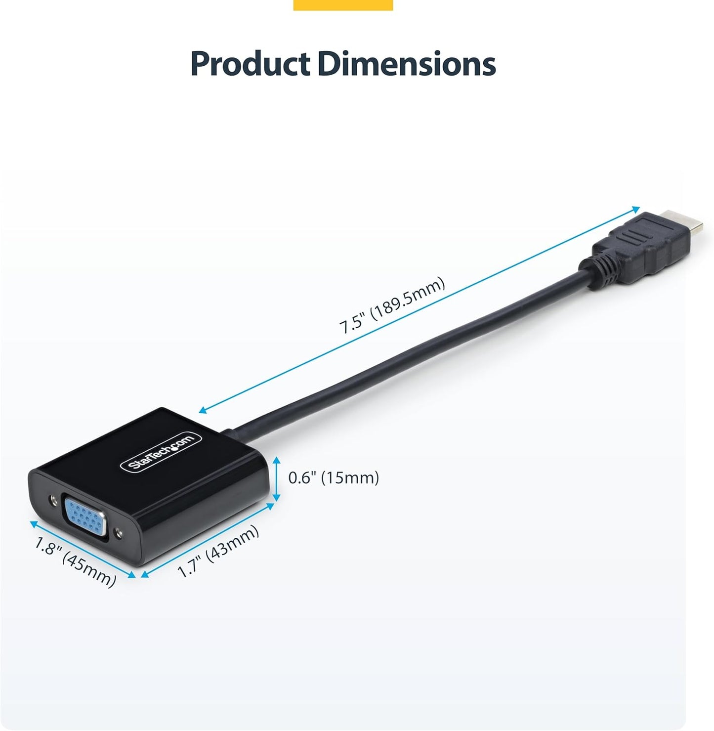 StarTech.com 1920x1080 (1080p), HDMI to VGA Adapter, Active Video Converter for Laptop/Desktop, HDMI Source to VGA
