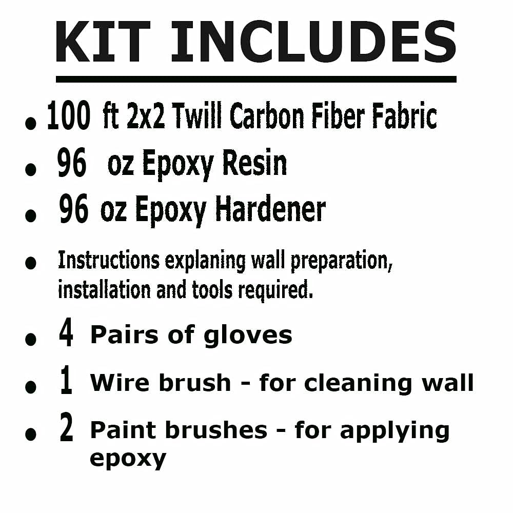 100 ft - Carbon Fiber-Basement Wall Crack Repair Kit - Carbon Fiber Foundation Wall Repair - Easy to use Includes Instructions