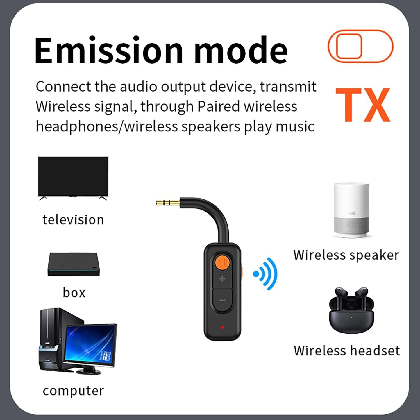 LYANGET 5.4 Latency,3.5MM Bluetooth Audio Transmitter Receiver with Low AUX Bluetooth Car Adapter with Built