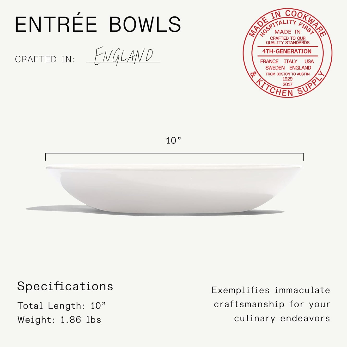 Made In Cookware | Set of 4 | Entrée Bowls | White | Porcelain | Crafted in England