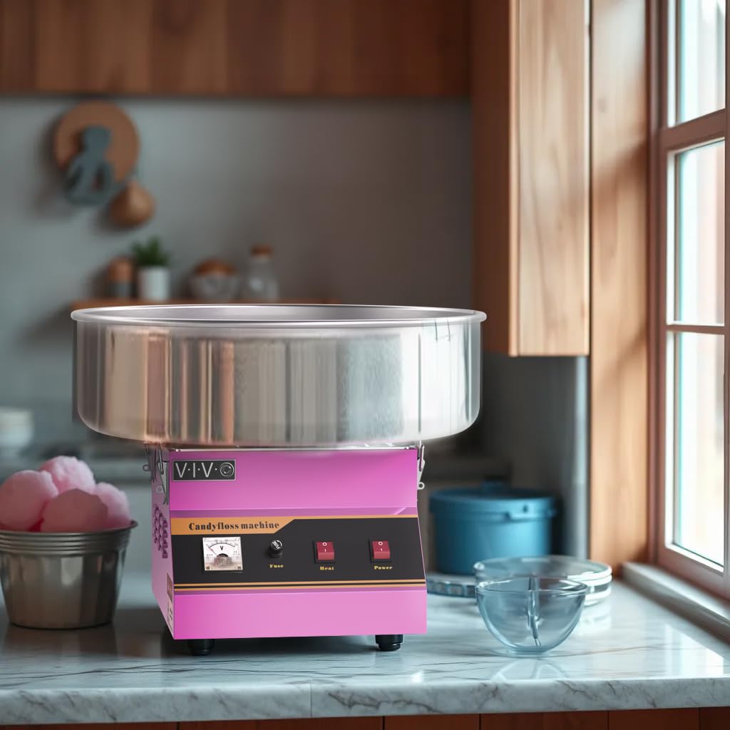 VIVO Pink 1030W Electric Cotton Candy Machine, Commercial Candy Floss Maker, 20 inch Stainless Steel Bowl with Sugar Scoop, Easy Home Use, CANDY-V001