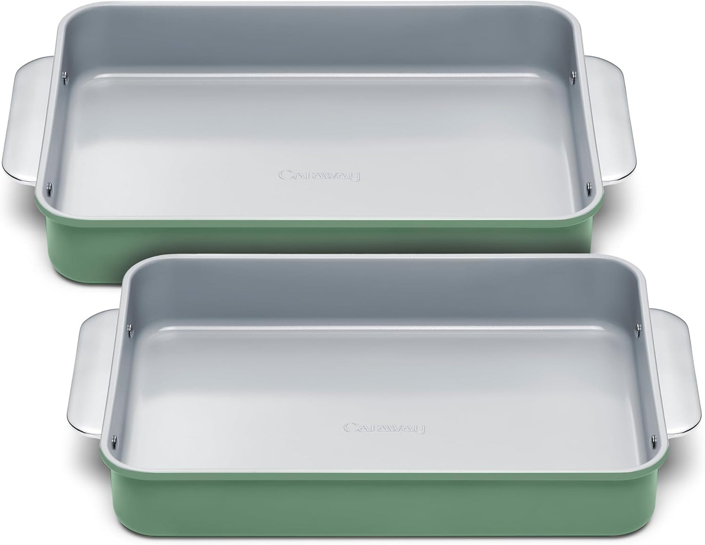 Caraway Non-Stick Ceramic Rectangle Pan Duo | 9”x13” | Naturally Slick & Non-Toxic - Perfect for Brownies & Lasagnas - Sage