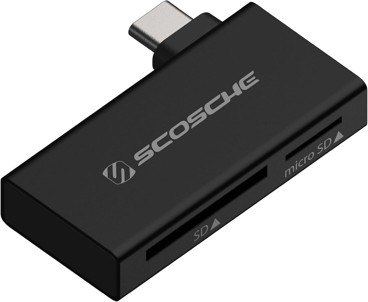 MCRA2 RS-MMC 2-in-1 16, Scosche Dual Slot Memory Card Adapter for SD/Micro SD, SDHC, SDXC and Cards, High Speed USB-C