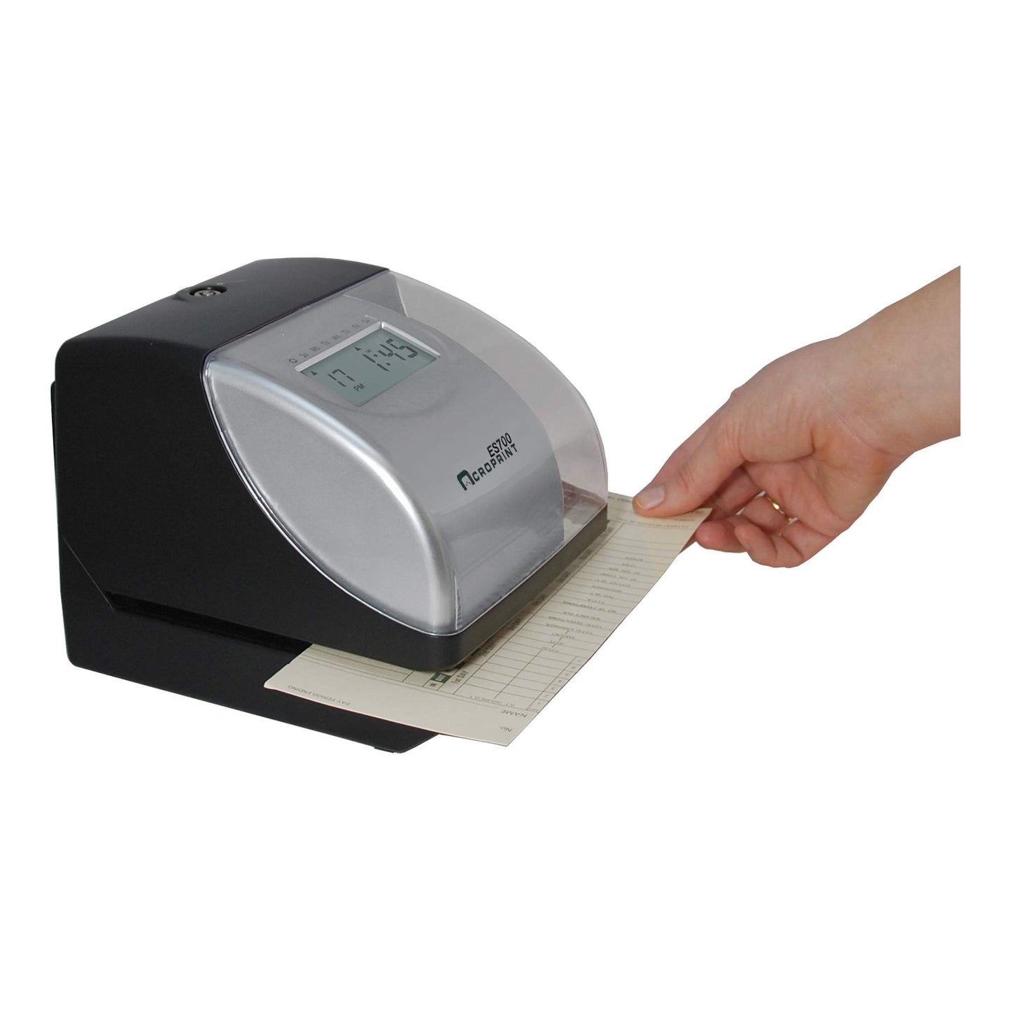 Acroprint Electronic Time Clock Machine – Time Stamp Machine for Employees, Ideal for Small Business, Accommodates Right or Left-Hand Time Cards, Selectable Hour Format