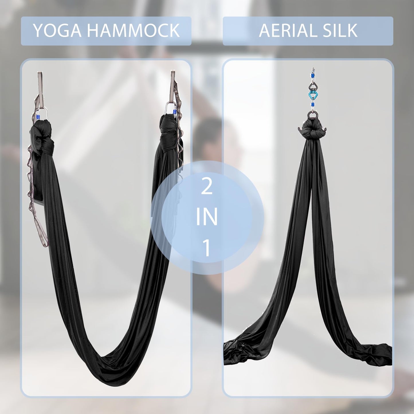 SKYPHAROS 11 Yards Aerial Silks Yoga Swing Set - Aerial Yoga Hammock Kit Anti-Gravity Flying for Fitness, Low/Non Stretch Nylon Tricot Fabric Hardware Included for Dance