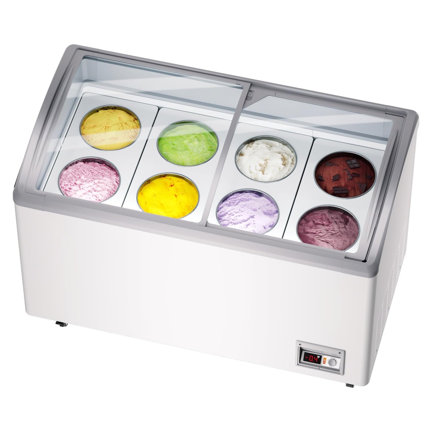 13.5 Cu.Ft Commercial Ice Cream Display Freezer, 51" Gelato Dipping Cabinet with 8 Large 3 Gallon Tubs, Top Open Chest Freezer for Restaurant, Ice Cream Shop, White