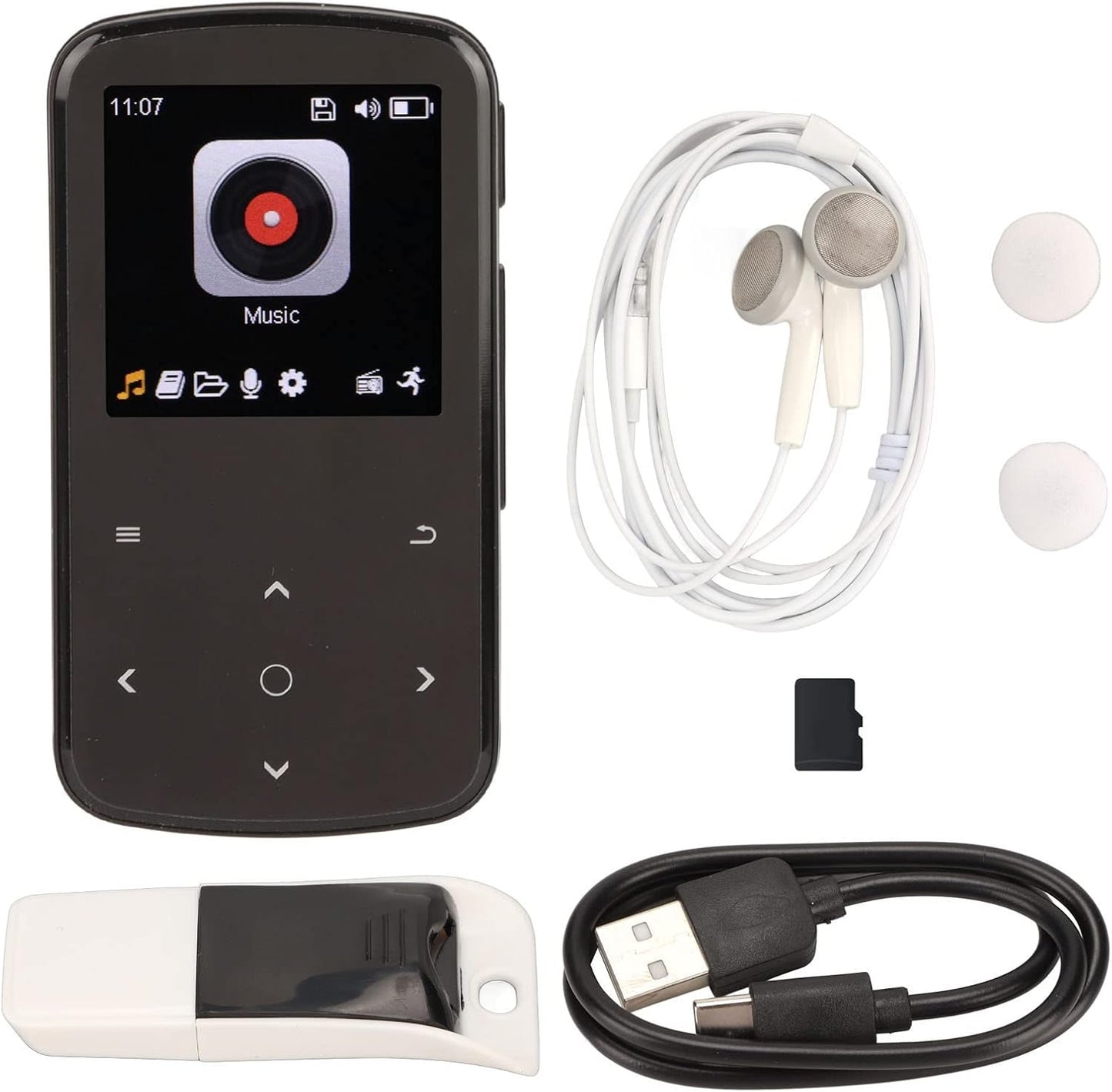 Tangxi MP3 1.54 inch MP3 Reading(64GB) Bluetooth Sports Player, Touch Mini Back Clip Player, Portable Player Mini