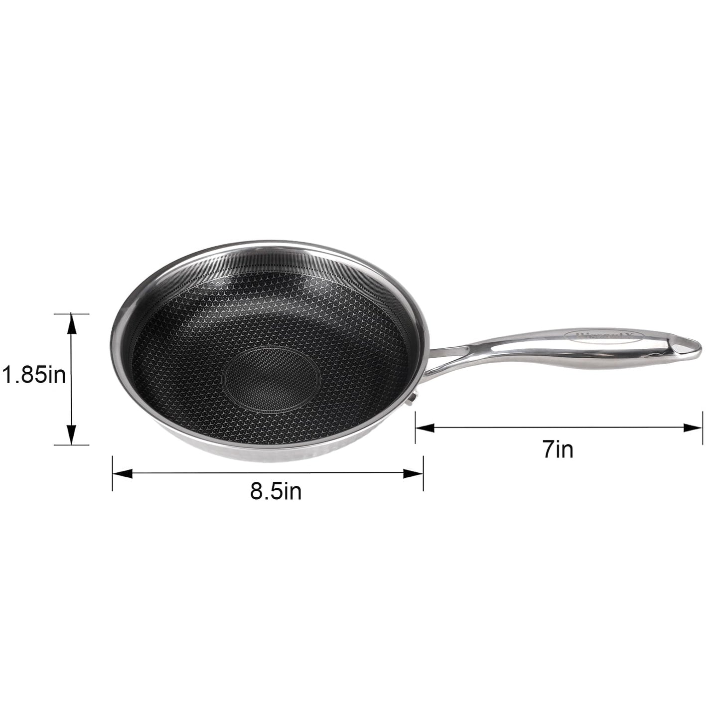 RisenutX Hybrid 8 inch Stainless Steel Non Stick Skillet,Frying Pans Nonstick, PFOA Free Cookware, Dishwasher and Oven Safe, Induction Compatible