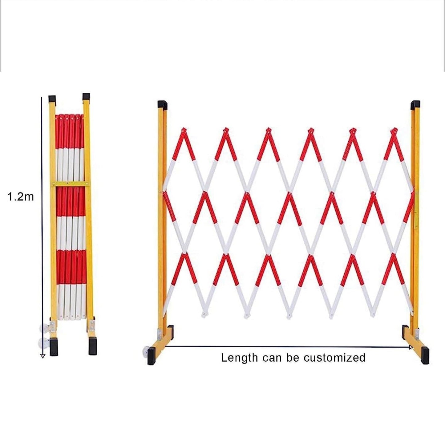 Barricade Retractable Traffic Barricade Industrial Expandable Metal Barricade with Caster for Road Garage Construction(3m)