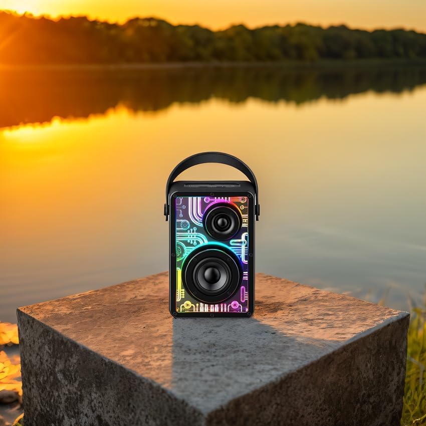 Raymate 80W Subwoofer-V5.3, 15H 8000mAh Bluetooth Speakers Wireless, Speakers with HiFi Stereo Sound, Rhythmic Lighting