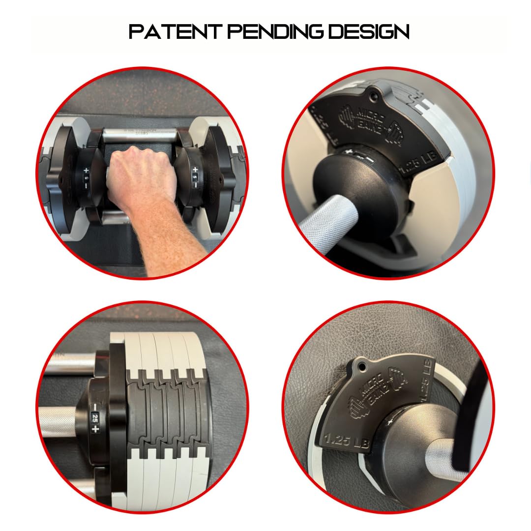 Micro Gainz 1.25LB Magnetic Weight Attachment for Nuobell Style Adjustable Dumbbells, Choose 2 or 4 Piece Magnetic Weight Plates, Ideal for Micro Loading Dumbbells, Made in USA