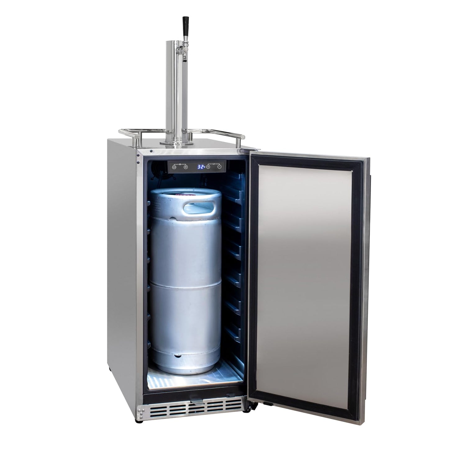 Kegco 15" Wide Single Tap Stainless Steel Built-In Outdoor Commercial Kegerator HK-15-SS
