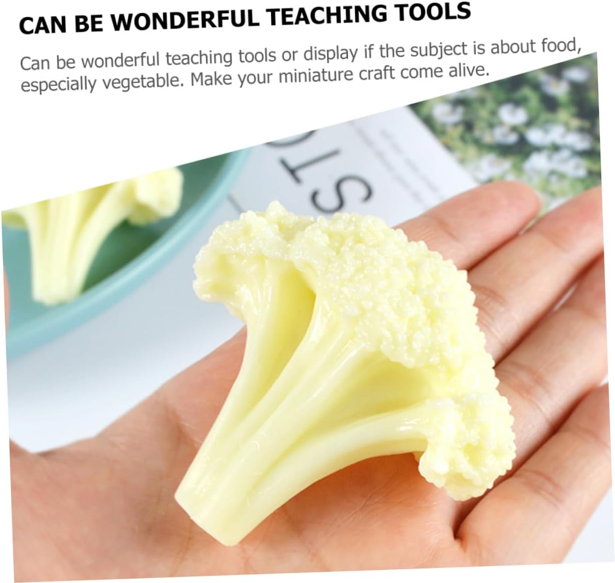 4Pcs VALICLUD Artificial Cauliflower Models Lifelike Faux Vegetables for Home Kitchen Display Prop Decorative