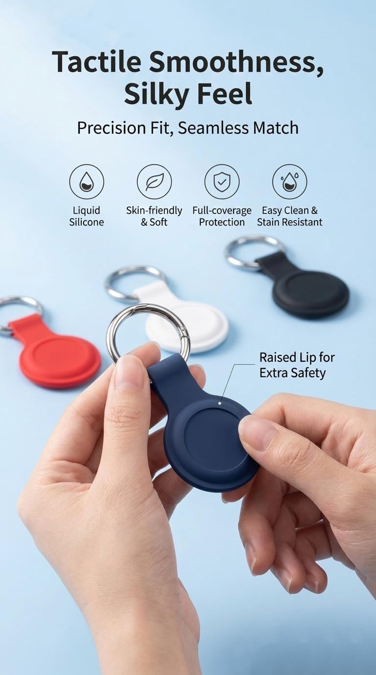 Aslotech [4 Pack Set] Family Case Compatible with AirTag Holder Case Keychain,Silicone for Key Chain Ring Case Cover