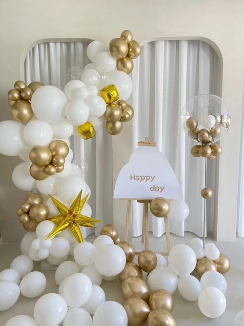 FOTIOMRG 120pcs White Latex Balloons - 5 Inch Helium Quality for Parties & Celebrations