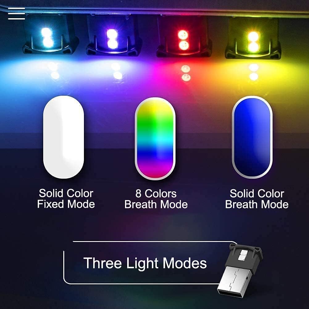 AOZITA 8 5V) 2) Mini USB LED RGB Light Brightness Adjustable Color Changeable for Car, Laptop, Keyboard. Atmosphere