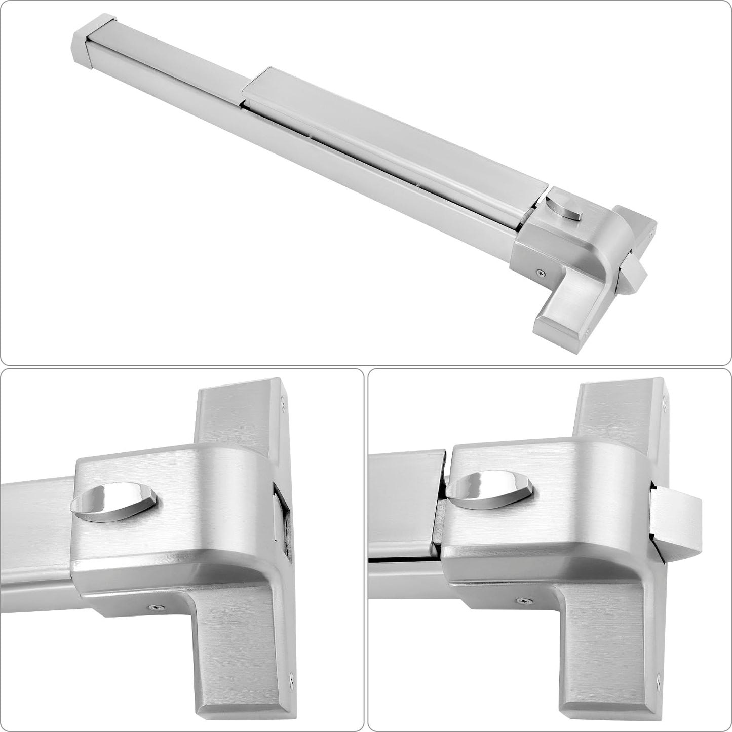 QWORK Door Security Bar, Heavy-Duty Steel Push Bar Emergency Exit Door Device with Fire-Proof Lock and Lever, Push Up Bar, Door Security Devices