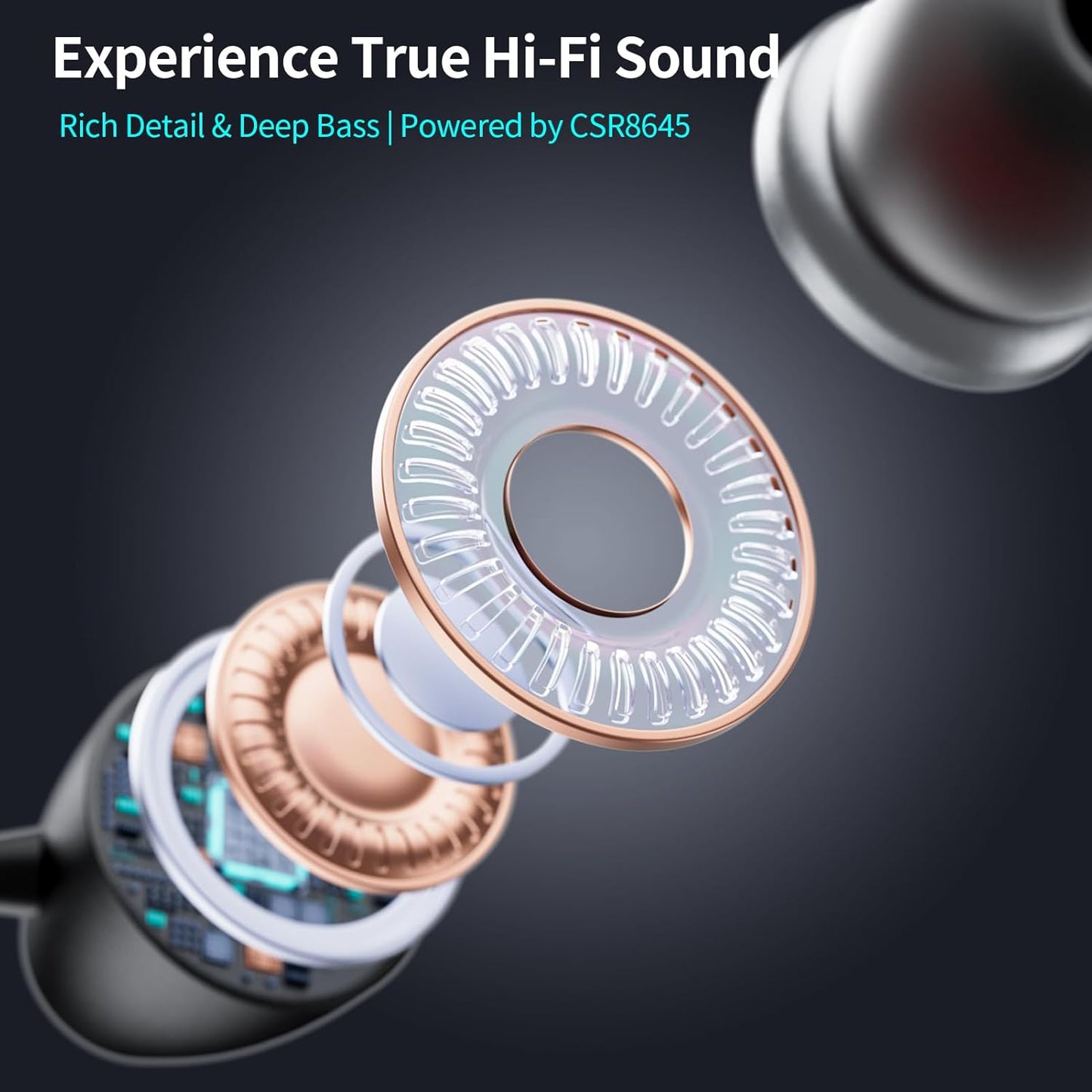 LHKLUK Headset IPX5 22H Neckband Bluetooth Headphones Retractable, Wireless with Mic, Sweatproof Earphones, Playtime