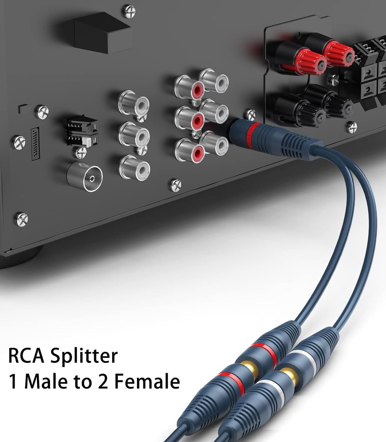1 2 2 Pack, 0.2m/8inch RCA Splitter Male Female RCA Y Splitter Cable Audio Video Adapter Extension Cord for Subwoofer
