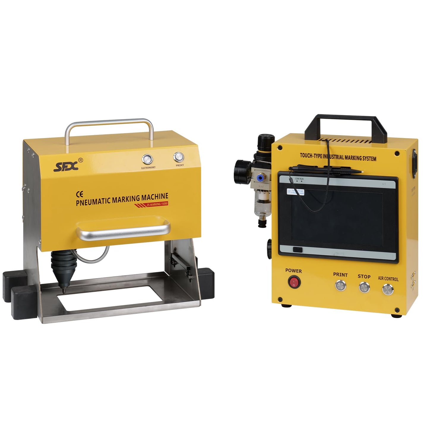 LYXC Pneumatic Dot Peen Marking Machine for Metal Engraving Machine Marking Range 150×80mm Digital Control Pneumatic Dot Peen Marking Machine for Characters, Serial Numbers, Date and Graphics, etc